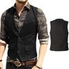 Deep V-Neck Suit Vests Classical Formal Business Herringbone Wood Waistcoat Slim Fit Men's Vest For Wedding