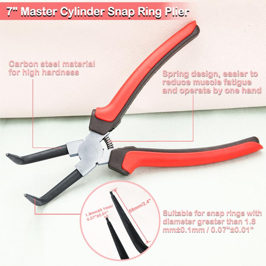 LEONTOOL Long Bent Snap Ring Circlip Removal Bent Long Long Long Curved Spring Tool for Cylinder Brake Front Snap Ring Specialized Tool Pliers, C-Ring