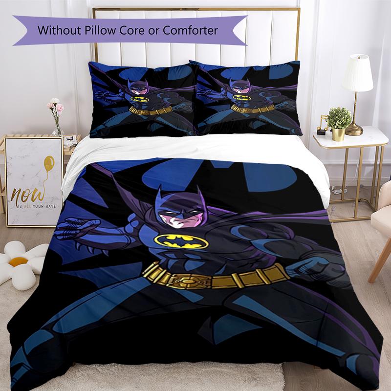 3pcs Batman Bedding Set Duvet Cover Closure Includes 1 Duvet Cover & 2 Pillowcases, Soft and Comfortable for All Seasons.