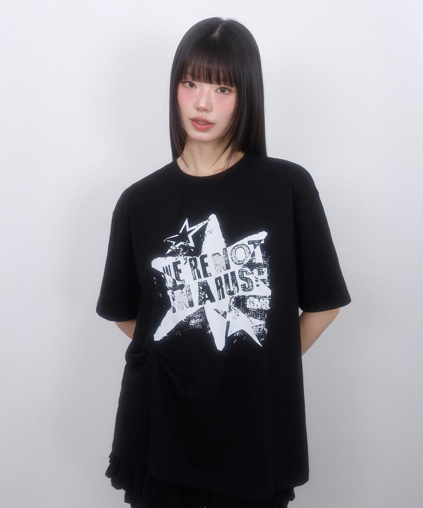 LMR Vintage Star Slub Pintuck Short Sleeve T-Shirt Black