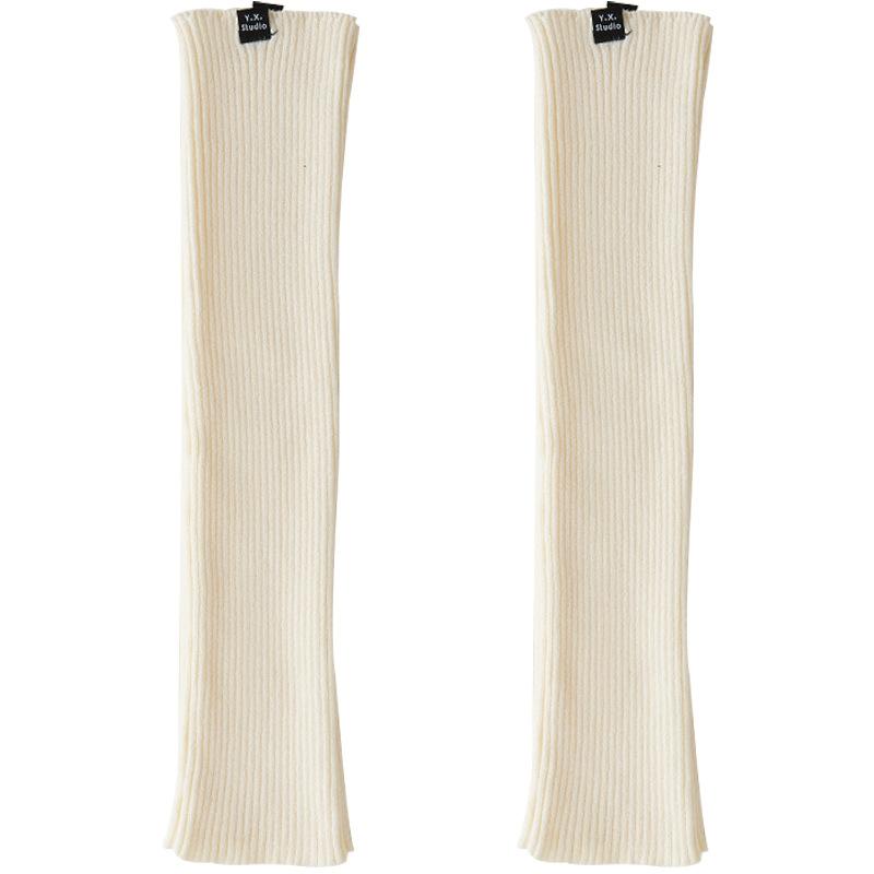 White Knitted Hosiery Socks for Women In Autumn and Spring, Calf Coverings, Pile-up Socks for Hot Girls, Long Pile-up Socks for Spring and Summer