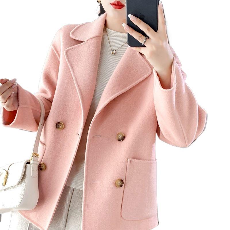 Women's Short Woolen Coat for 2025: Autumn/Winter Loose Outerwear with Suit Collar Trend
