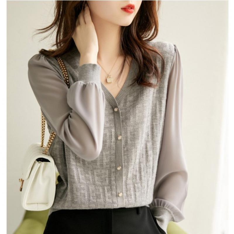 

Весенне-осенние новые модели нежные на первый взгляд, вязаный свитер с ажурным жаккардовым кружевом one size fits all серый