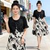 Elegant Floral Print Summer Dress for Mature Women - 2026 Tummy-Concealing Chiffon Two-Piece Style