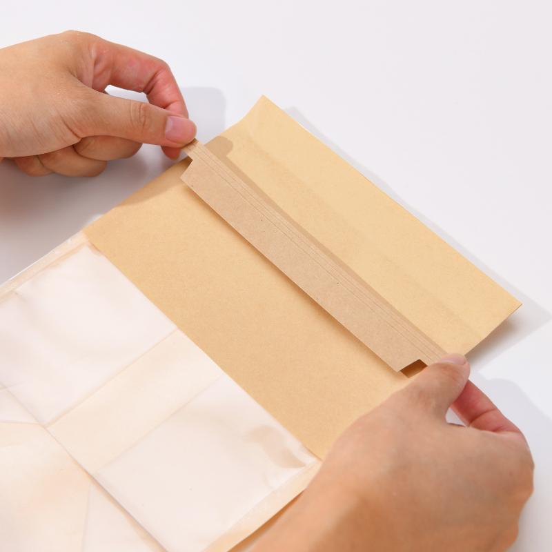 50Pcs Reusable Kraft Paper Bag Mouth Clip Packaging Bag Seal Self-Adhesive Coffee Tea Bread Snack Bag Kraft Paper Sealing Strip