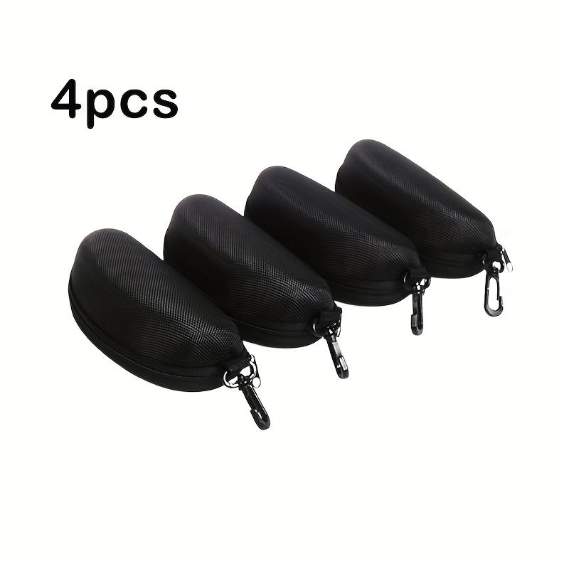 4/5PCS Zipper Glasses Case Large Capacity Anti-Pressure Sunglass Case Black Glasses Case with Hook Travel Glasses Protect Case