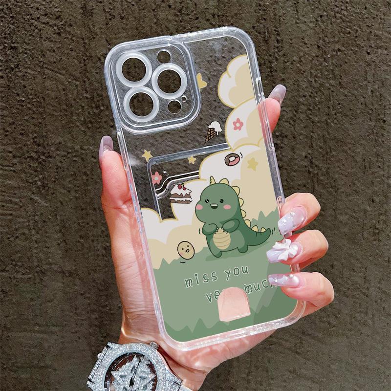Card Slot Holder Silicone Wallet Pocket Case For Samsung S25 S24 S23 Ultra Xiaomi Redmi Note 13 12 11 10 Infinix Note 30 Pro Cover Clear Phone Bumper