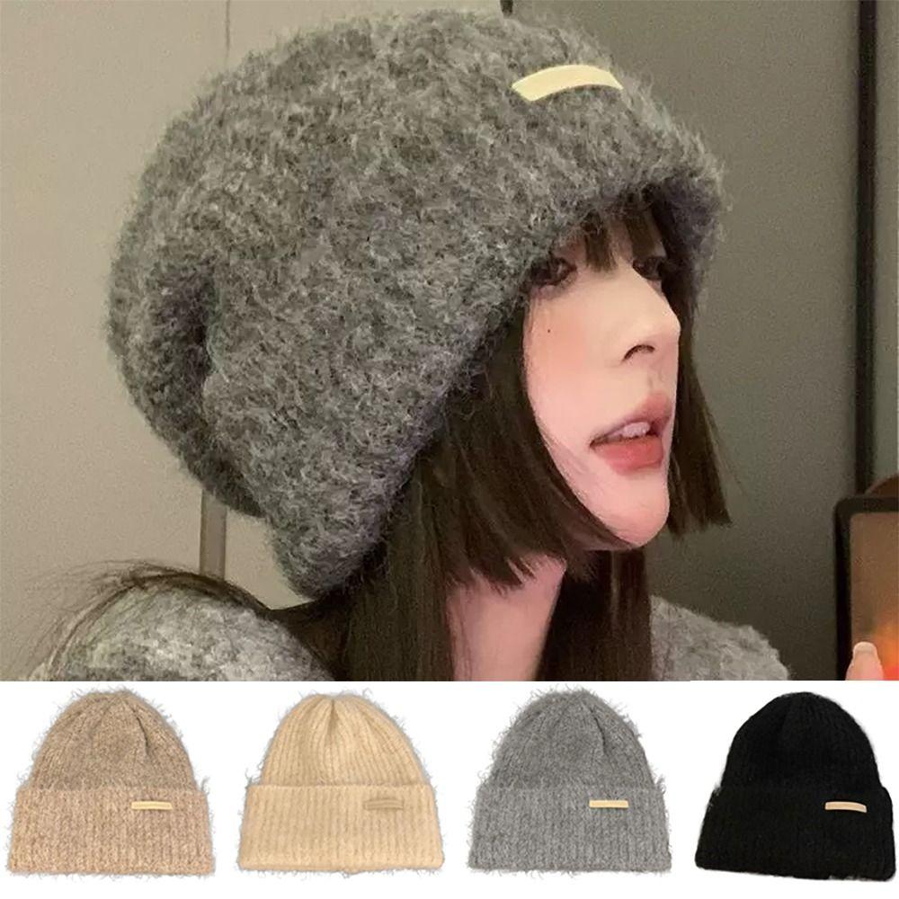 Ear Protection Wool Hat Solid Color Outdoor Hats New Knitted Cap  Winter