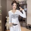 Plus Size American Style Slim Fit Flattering Hooded Printed Long Sleeve T-shirt for Women - 2025 Early Autumn Fashion Top.