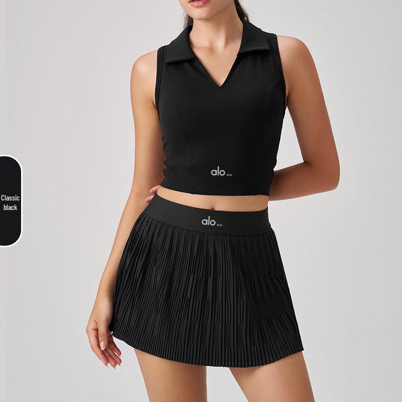 Alo Sco Grenzüberschreitender Schmal geschnittener Antibakterieller Golfrock & Tennisrock mit Anti-Exposure Yoga-Shorts.