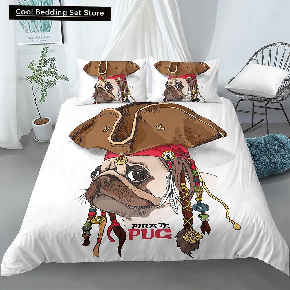 Cartoon Dog Duvet Cover King Queen Funny Pet Puppy Head Printed Bedding Set For Kids Teens Adults Animals Polyester Quilt Cover