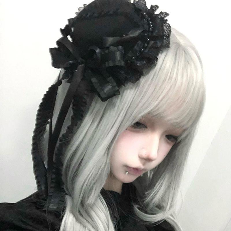 

Кружевной бант Билликок Женский Новый Лолита Аксессуары для волос Заколка Готический Темный Головной убор Тяжелая промышленность Гяру Шляпа Lace Bows Topper