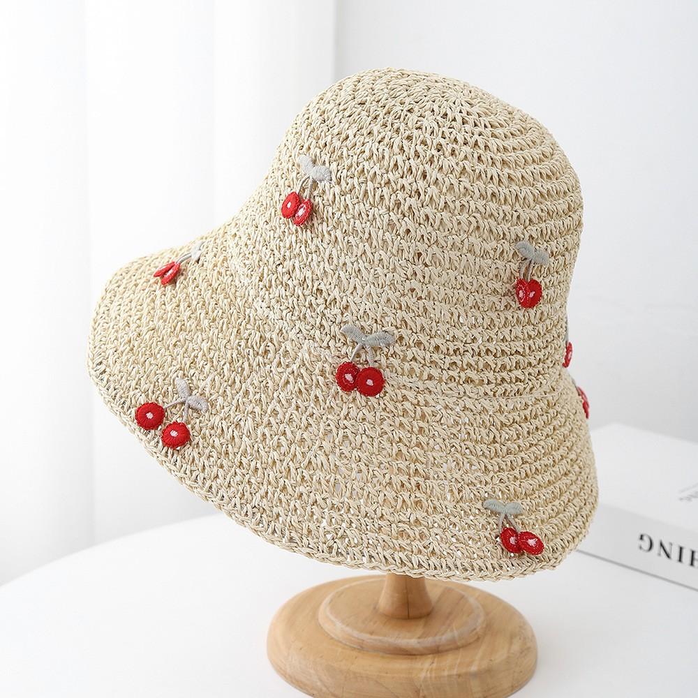 Summer new sun hat women's South Korea Dongdaemun weaving hollowed out after split fork sun protection hat fisherman hat children