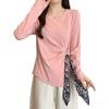 Designer Plus Size Long Sleeve Flowy T-Shirt for Women - Round Neck, Flattering Spring/Autumn Top
