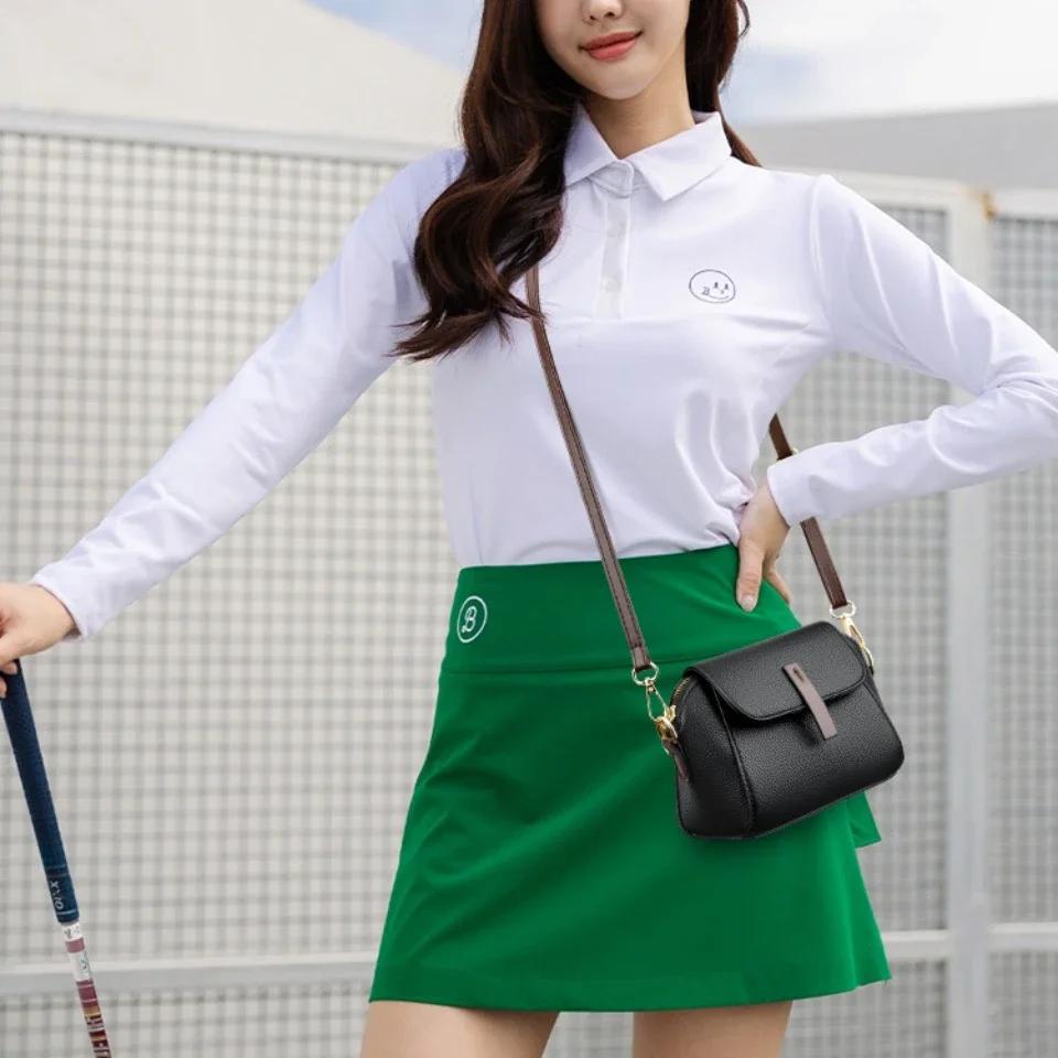 Genuine Leather Women Crossbody Bag Shoulder Bags Luxury Solid Color Cow Leather Handbag Elegant Female Messenger Bag