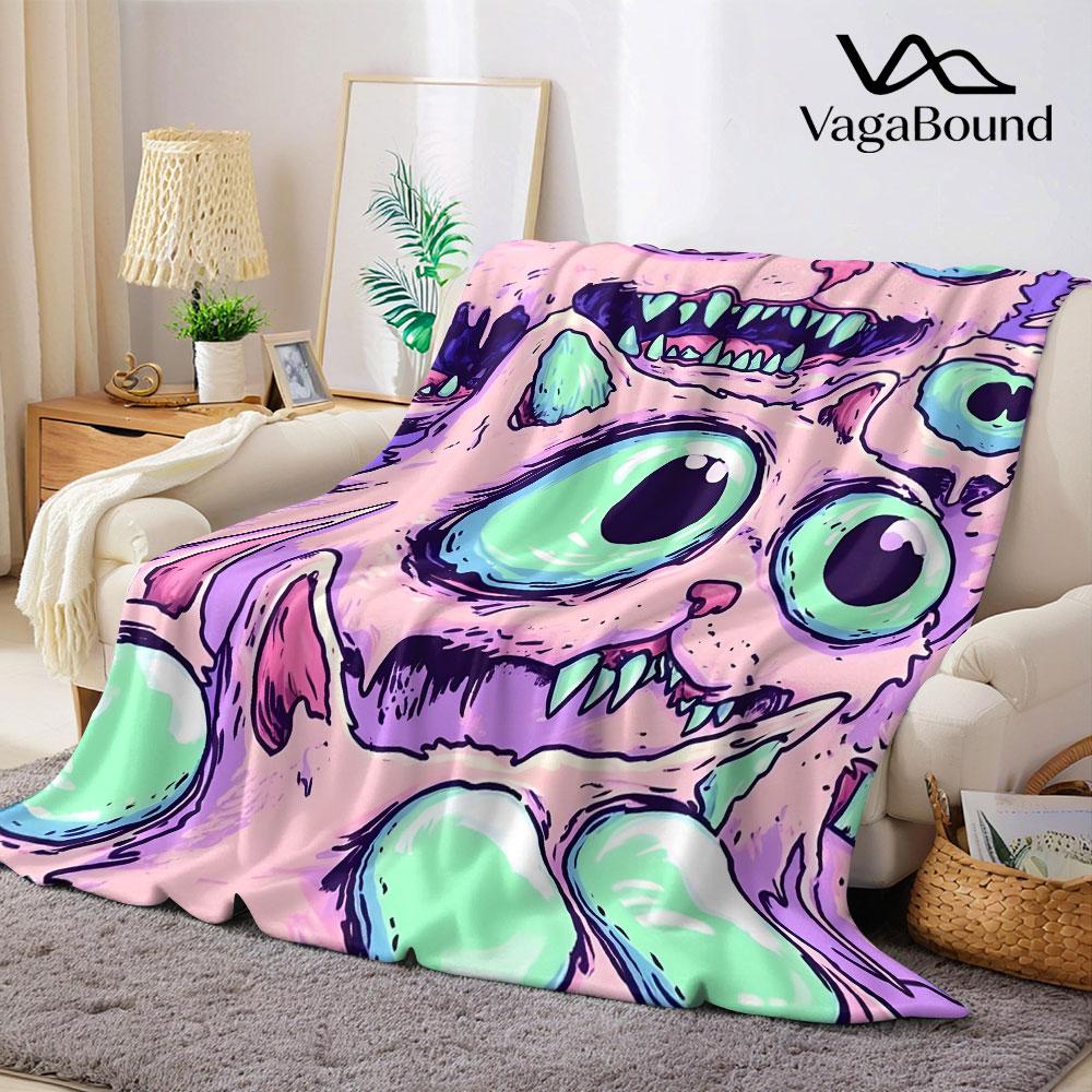 Pastel Zombie Monster Drip Printed Blanket Suitable for Sofas Beds Offices Travel Camping Chairs Warm Plush Blanket