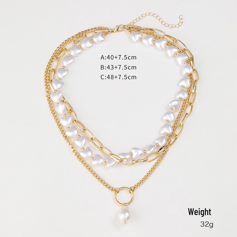 Kenjie Multi-Row Pearl Pendant Necklace for Women - Autumn/Winter Versatile Fashion Accessory