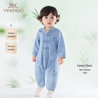 Baby New Chinese Style Denim Long-Sleeve Romper