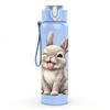1PC White Fluffy Easter Bunny Print 750ml Color Plastic Sports Water Bottle Leakproof Flip Straw Lid Suitable for Sports Office Home Use