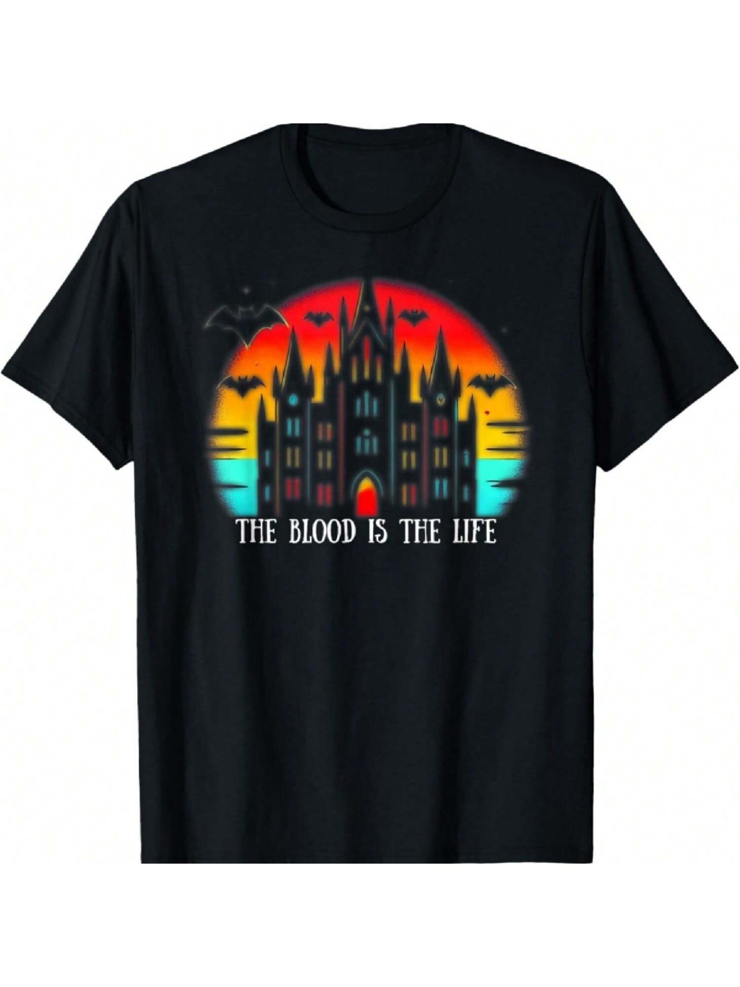 The Blood Is The Life - Vampire Castle Dracula Sunset Quote T-Shirt S