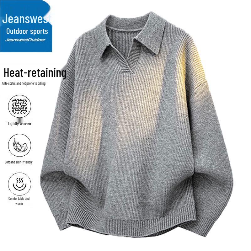 Jeanswest Men's Winter Loose Fit Turtleneck Knit Sweater