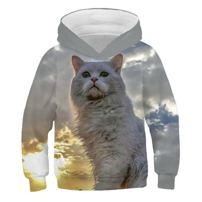 2025 Fashion Cat Hoodies Teen Girls Boys 3D Printed Hooded Sweatshirt Children Hoodie Loose Pullover Autumn Kids Clothes Streetwear