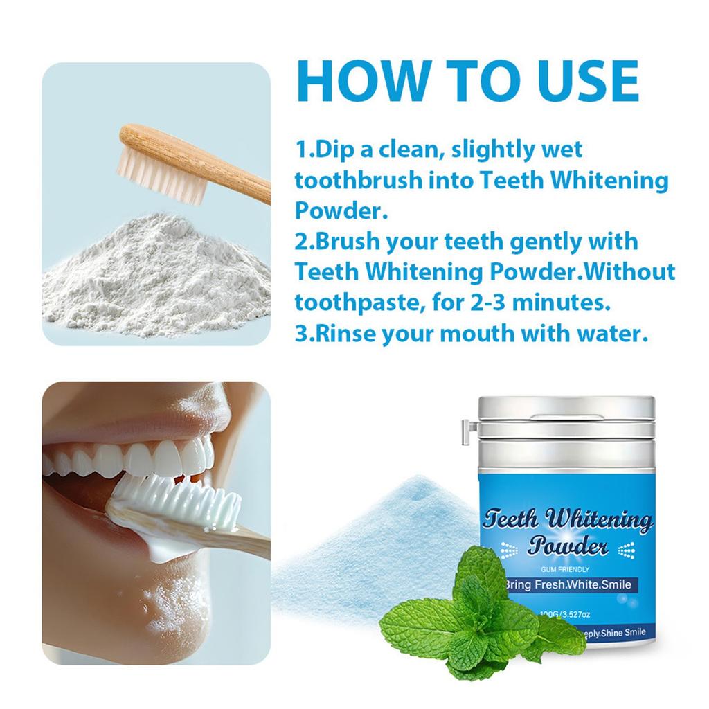 Teeth Whitening Powder 100g Deep Cleans To Remove Dirt Inside Teeth And Protects