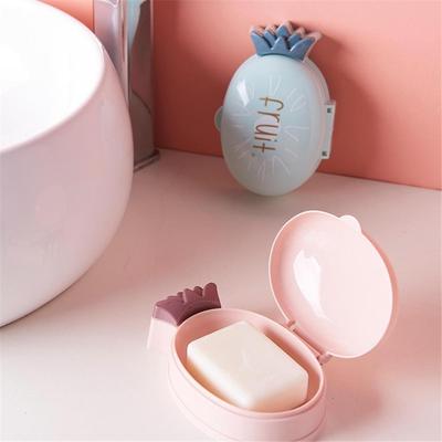 Portable Cartoon Pineapple Soap Box with Cover, Bathroom Waterproof Soap Dish, Travel Soap Case, Bathroom Accessories.