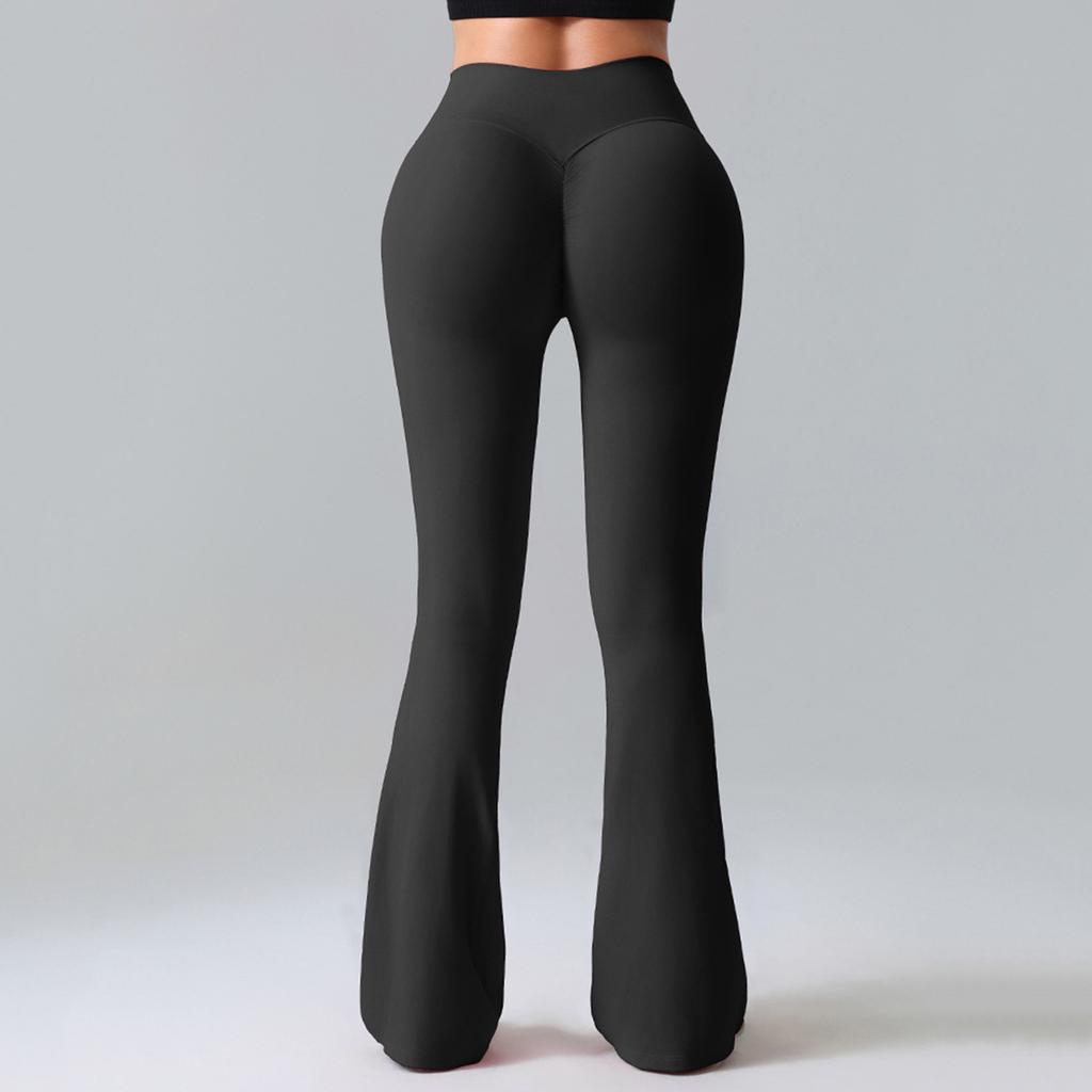 Pantaloni a zampa da yoga con sollevamento dei glutei da donna, sportivi da fitness, gamba larga, micro-pantaloni, vita alta, ad asciugatura rapida, pantaloni da yoga