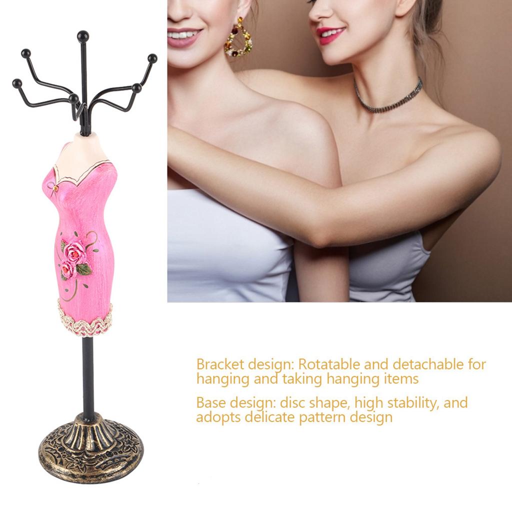 Metall Schmuckaufsteller Halsketten Präsentationsständer Ohrring Hängehalter Armband Regal(Rose Rot)