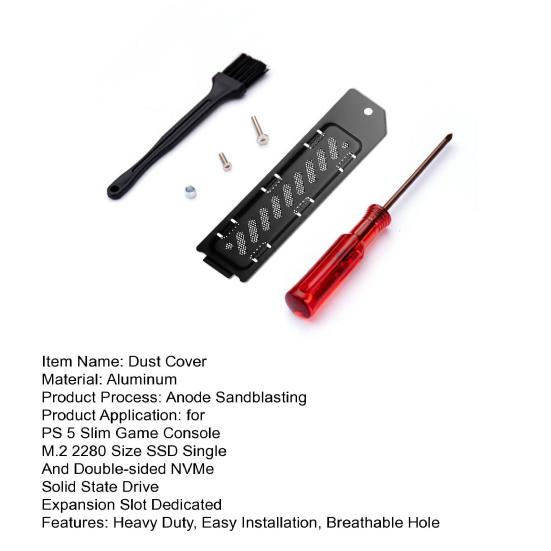 Aluminum Alloy Dust PS5 Slim M.2 Cover for SSD Heatsink Expansion Slot Breathable