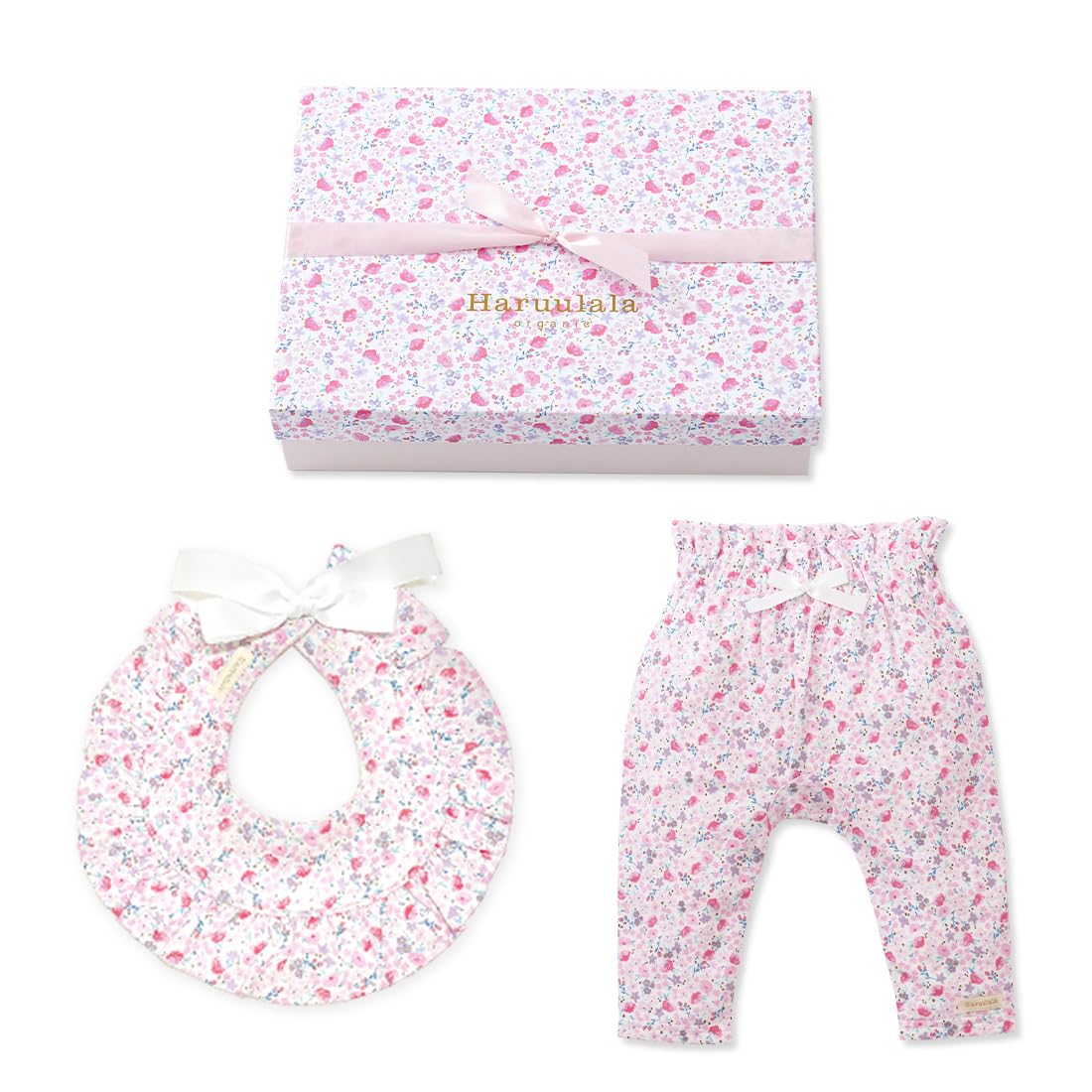 

Haruulala Baby Organic Cotton Baby Outfit Set for Ages and [Haruulala organic] Gift, 2-Piece (Bib + Pants) (Long Length) Girls, 0.5+ (Fairies Flowers)