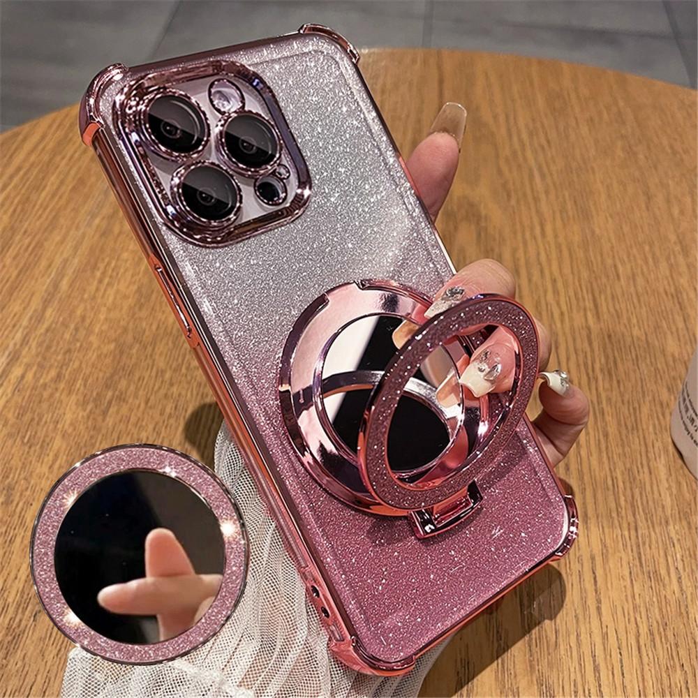 Glitter Shockproof Silicone Case For Huawei P30 Lite P40 P50 P60 Pura 70 Pro Mate 30 40 50 60 Mirror Magnetic Holder Stand Cover