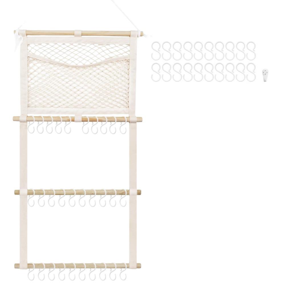 1 Zestaw Dużej Pojemności Stojak do Przechowywania Opasek do Włosów Hak Drewniany Wiszący na Ścianę Prezentacja Przechowywania Dekoracja Torby do Przechowywania