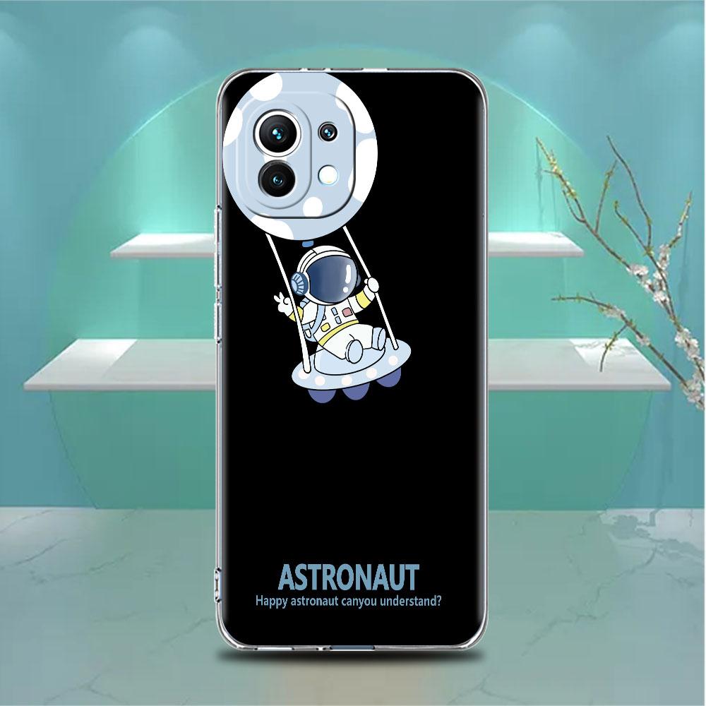 Süße Astronauten Klare Hülle Für Xiaomi Mi Poco X3 NFC M3 Pro F3 F1 11 Lite 12 Note 10 11T 9T Transparente Handyhülle