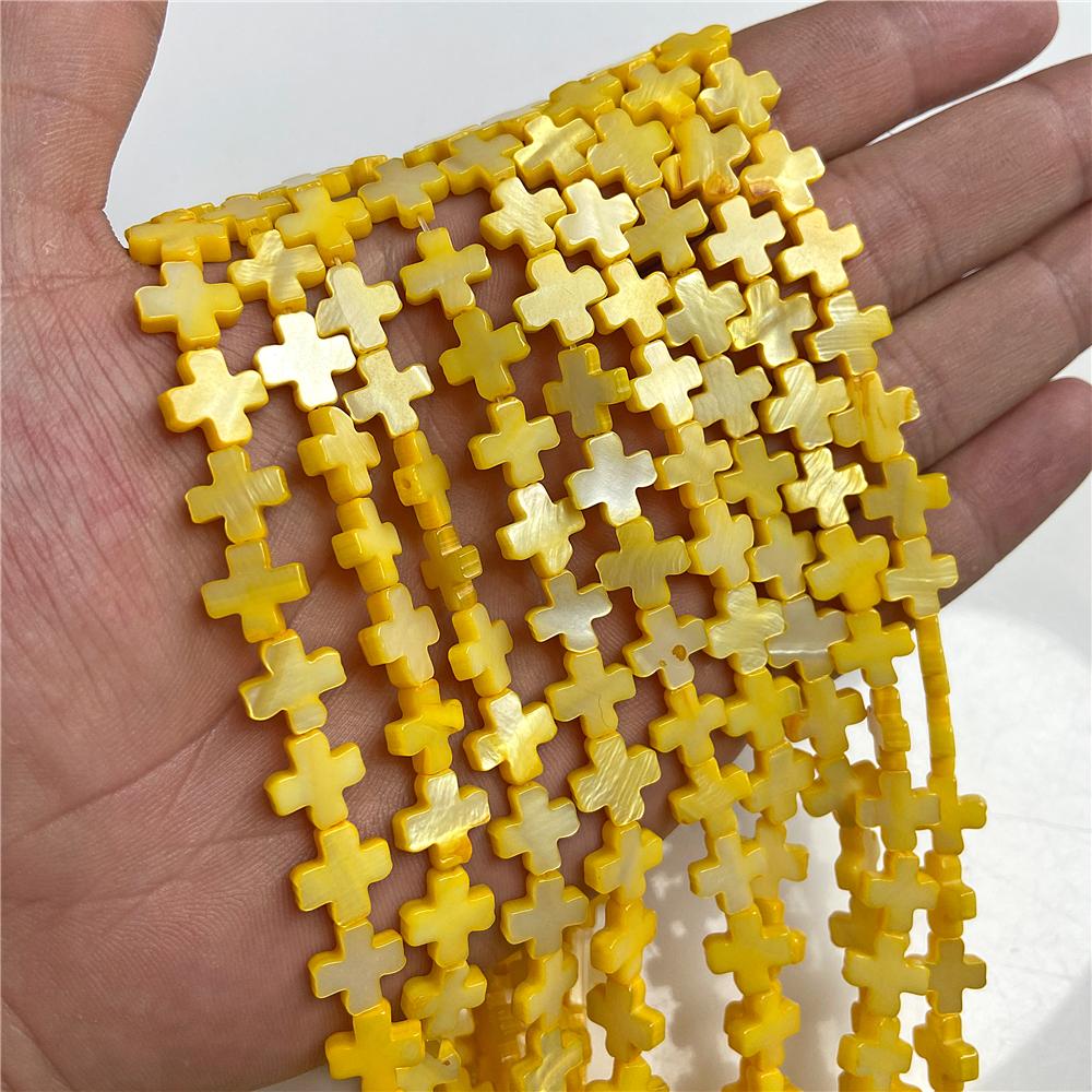 10MM Cross Shape Shell Flat Bead Charm Loose Spacer Beads For Jewelry Making Bracelet Handmade Earring Necklace Bracelet Diy