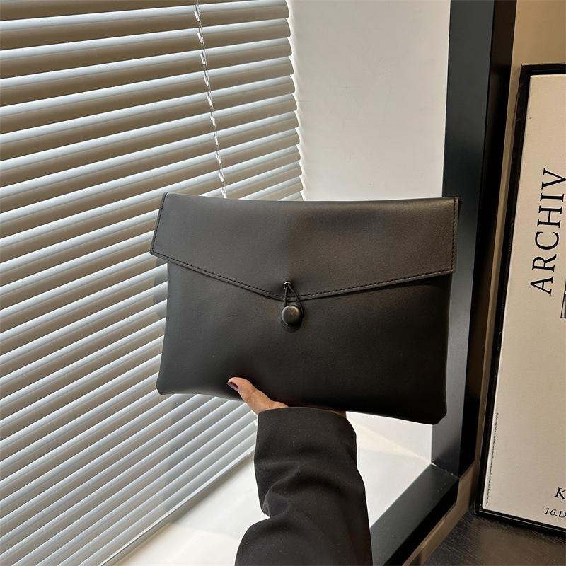

Міський жіночий діловий клатч для щоденного використання однотонний універсальний повсякденний простий портфель сумка для документів преміум класу чорний