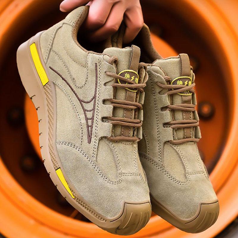 Imwete Fashion Men's Safety Shoes Insulated Anti-smash Shoes Steel Toe Work Protective Shoes For Men Summer Work Sneaker