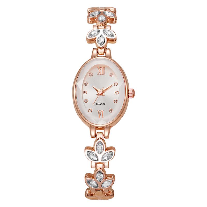 Luxury Rhinestone Women's Wristwatch with Round Dial and Colored Diamond Bracelet.