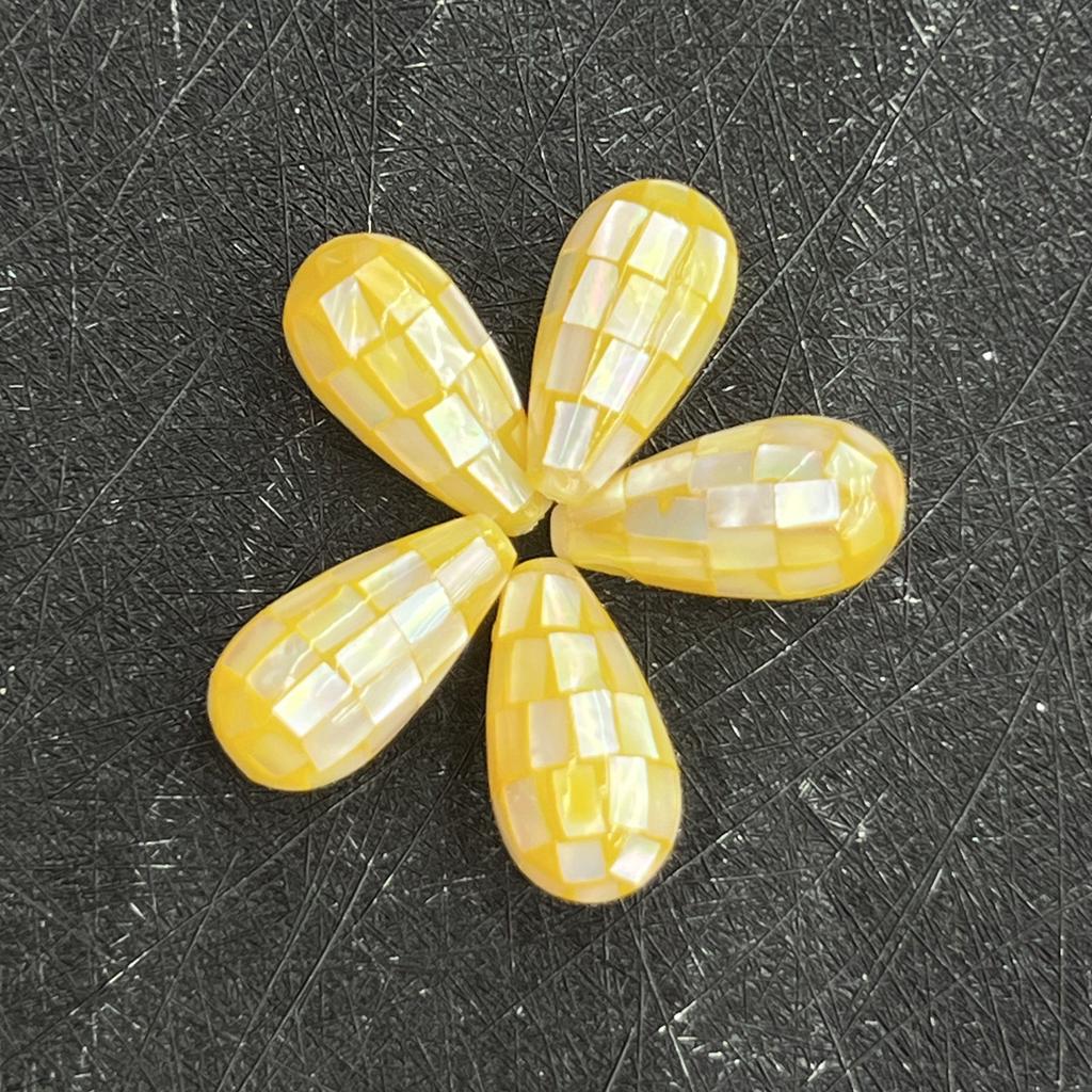 1 st, Fantastiska Gula Mosaikliknande Korallpärlor med Hål - DIY Smyckespärlor Lätta att Trä på Armband/Halsband Sommar Pysselmaterial Gåva