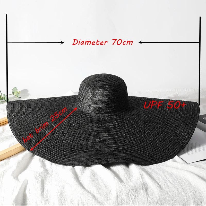 Cappello da Sole Oversize a Tesa Larga 70cm da Viaggio Grande Protezione UV Paglia da Spiaggia Cappelli Estivi da Donna Floppy Pieghevole