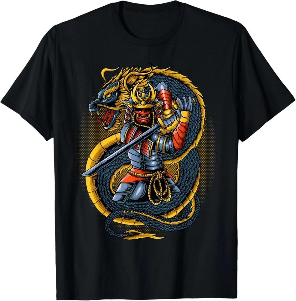 Japanese Oni Samurai Warrior With Dragon T-Shirt