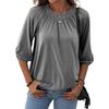 Women's Summer Style Pullover Round Neck Loose Three-quarter Sleeve T-Shirt for Women