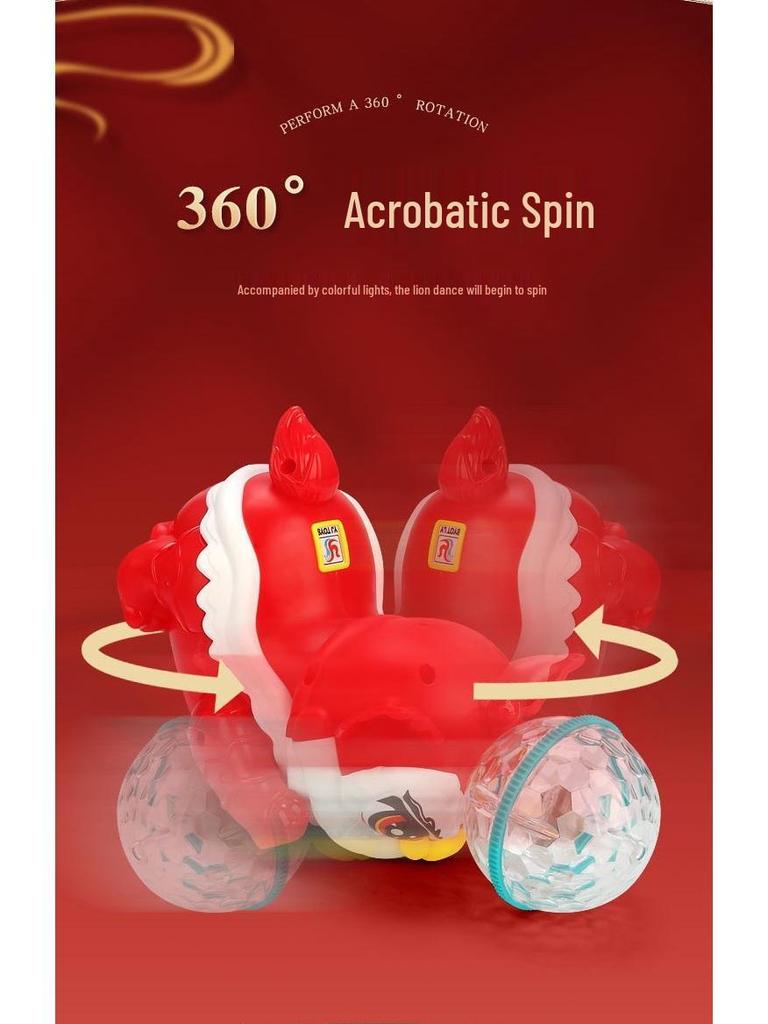 Electric Dancing Lion with Rotating Lights & Music - Toy for Kids | National Trend Lion Dance Birthday Gift