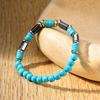Vnox Retro Imitation Natural Blue Stone Bead Bracelets for Women Men, Elastic String Bracelet Jewelry Trend Bohemian Accessories