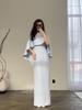 Satin Waist-Cinching Long-Sleeve Bat Shawl Dress 2024