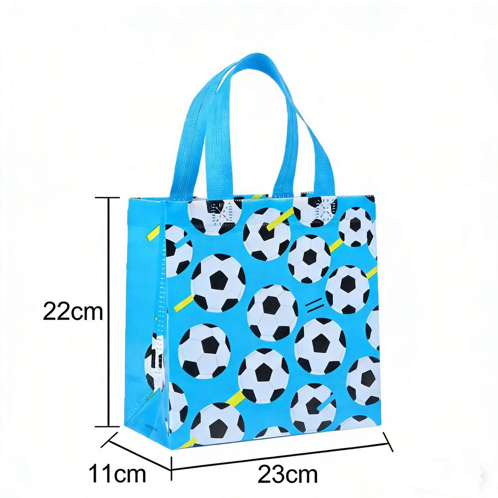 12Pcs Sports Football Theme Non Woven Gift Packing Bag Soccer Shopping Tote Bag for Kids Birthday Baby Shower Party Decoration