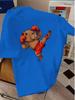 Vibrant Blue Unisexs Loose Fit T Shirt Kickboxing Capybara Fighter Cartoon Graphic Cotton Short Sleeve Sport Casual Daily Shirts