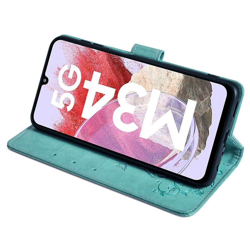 For Samsung Galaxy M34 5G/F34 5G Case PU Leather Card Slots Holder Pocket Butterfly Flower Phone Cover