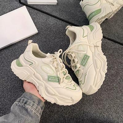 Damskie buty Daddy na grubej podeszwie, podwyższające, jesienne nowe, uniwersalne, sneakersy, białe buty casualowe